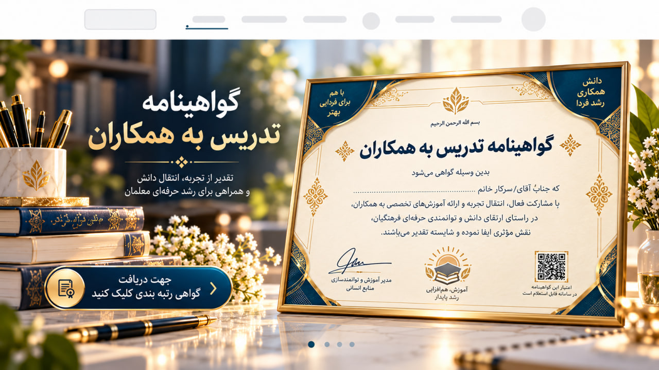 گواهینامه تدریس به همکاران رایگان
