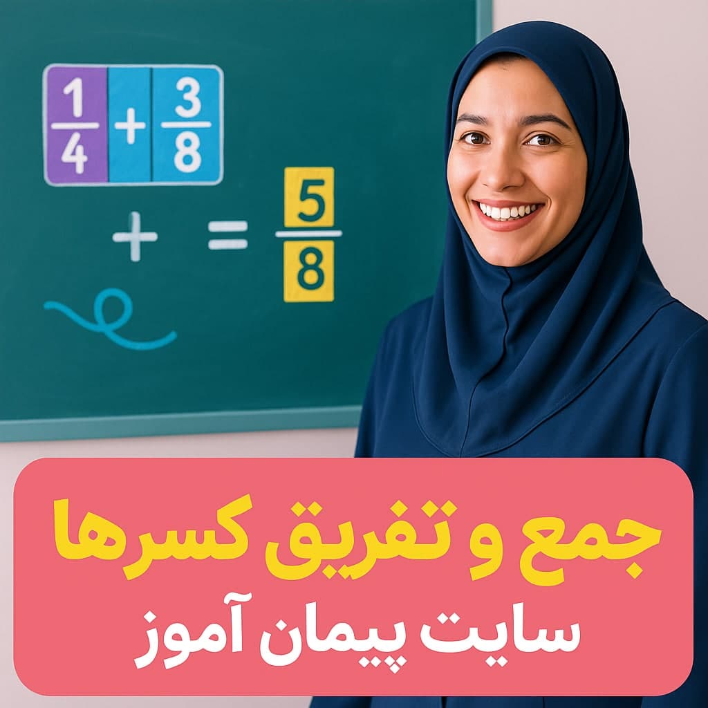 طرح درس تمام‌ساحتی جمع و تفریق کسرها پایه ششم 📘 | ویژه صفحات ۲۴ تا ۲۷ ریاضی